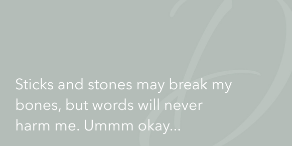 Sticks And Stones May Break My Bones, But Words Will Never Harm Me. Ummm Okay…